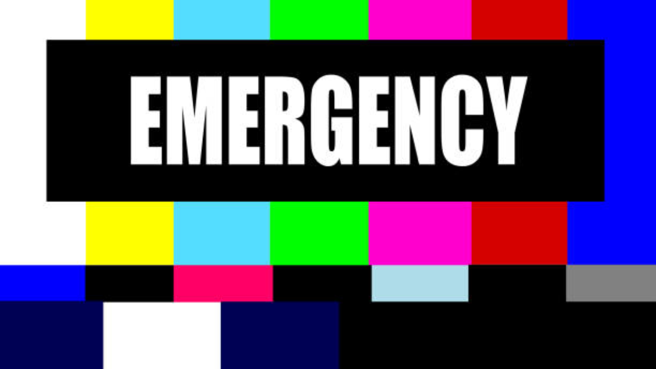 vintage television test pattern with emergency message